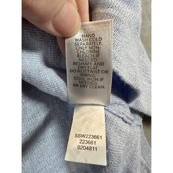 J Jill Linen Blend Cardigan Size Small Light Blue Knit Short Sleeve pockets - Picture 6 of 8